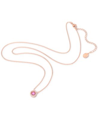 Swarovski - Rose Gold-Tone Crystal Halo Pendant Necklace, 15" + XX" extender