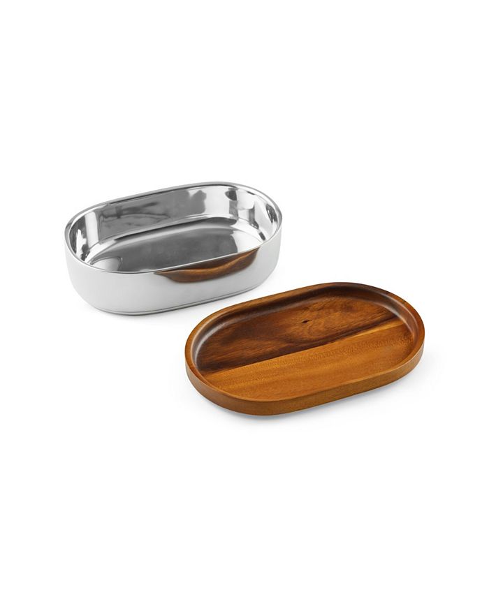 Nambé Nambe Oblong 10" x 6.5" Nest Medium Bowl with Wood Lid Macy's