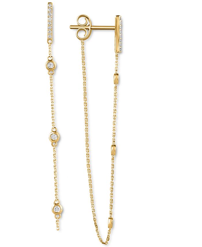 Macy's - Diamond Bezel Chain Drop Earrings (1/4 ct. t.w.) in 14k Gold