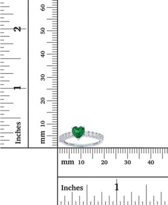 Red, Green, Purple, or White Heart Cubic Zirconia Ring in Rhodium Plated Sterling Silver  