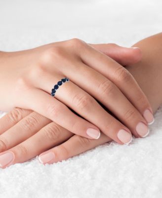 Lab Grown Blue Spinel Eternity Band in Rhodium Plated Sterling Silver