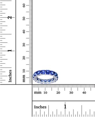 Purple Princess Cut Cubic Zirconia Eternity Band in Rhodium Plated Sterling Silver