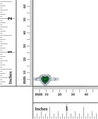 Red, Green or Purple Heart Cubic Zirconia Halo Ring in Rhodium Plated Sterling Silver