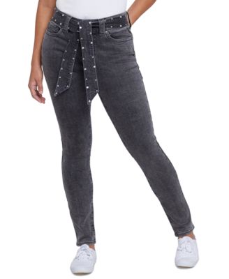 Seven7 Straight-leg Studded-sash Jeans 