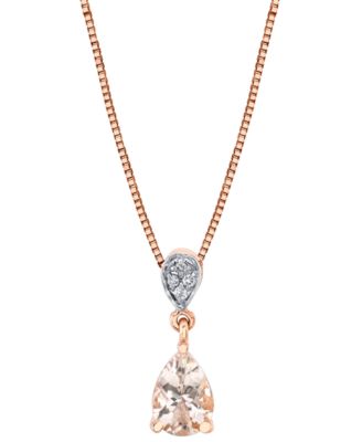 Macy's - Morganite (5/8 ct. t.w.) & Diamond Accent 18" Pendant Necklace in 14k Rose Gold