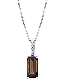 Smoky Quartz (3-1/5 ct. t.w.) & Diamond (1/20 ct. t.w.) 18" Pendant Necklace in Sterling Silver