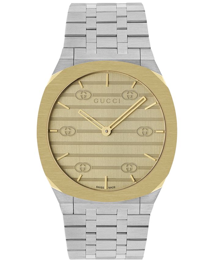 Gucci Men's Swiss 25H Stainless Steel Bracelet Watch 38mm - Macy's
