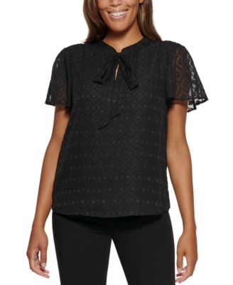 Calvin Klein - Textured Tie-Neck Top