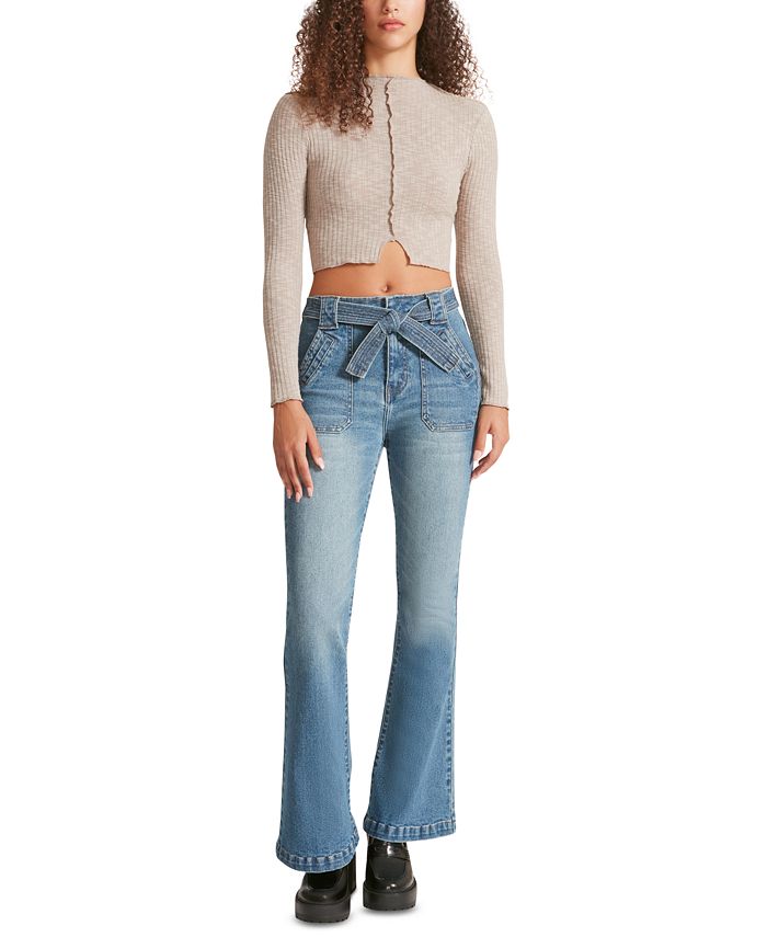 Madden Girl Juniors' Belted FlaredLeg Jeans Macy's
