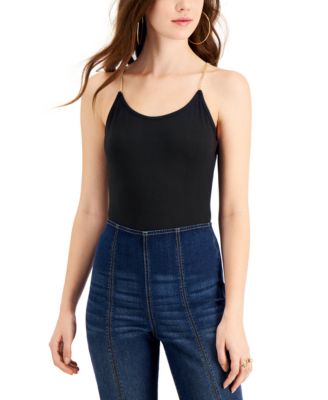 Crave Fame - Juniors' Chain-Strap Bodysuit