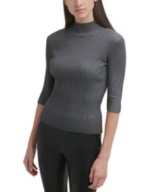 Elbow-Sleeve Mock Neck Sweater