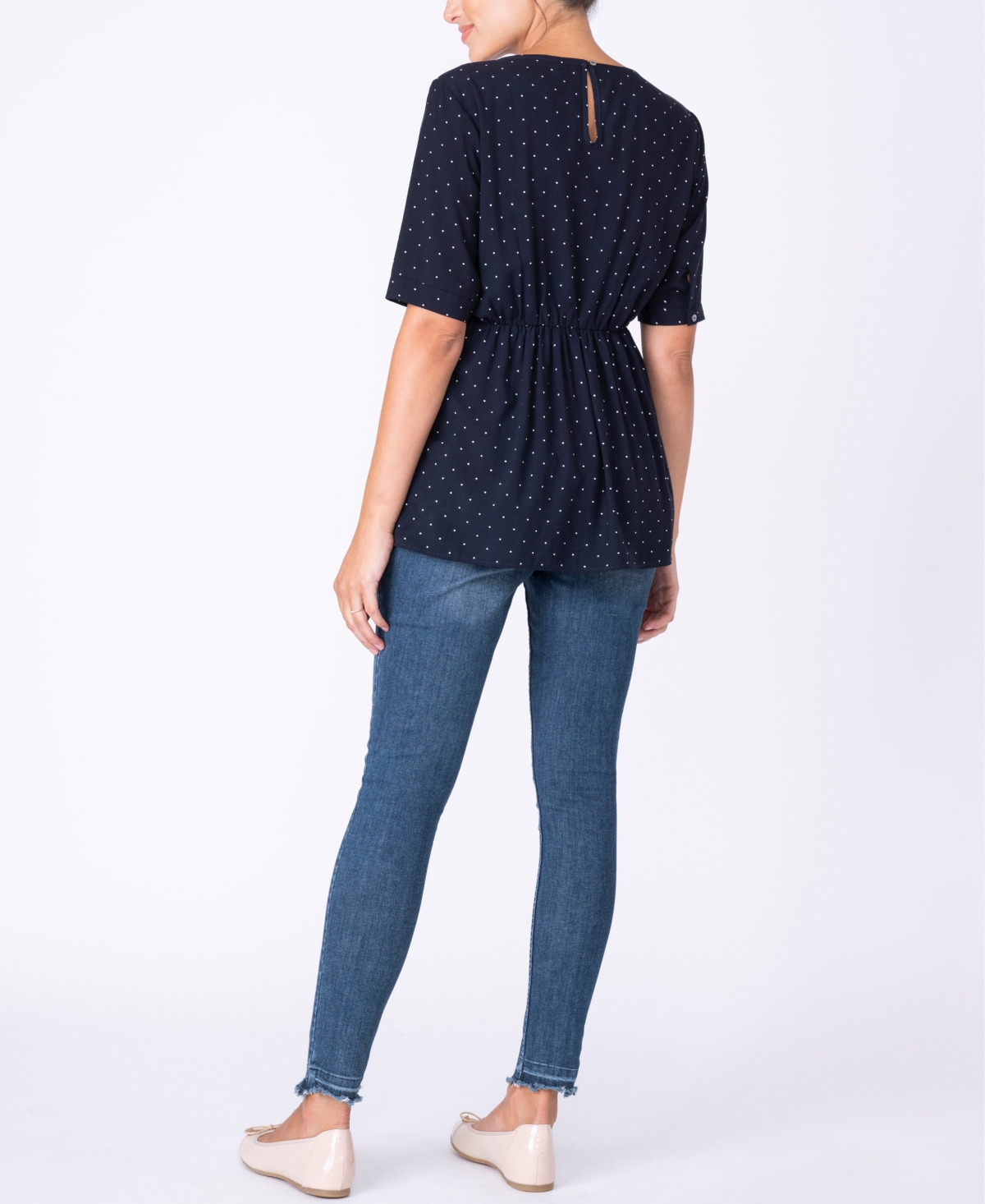 Seraphine Women'sBlue Dot Maternity Nursing Top - Navy