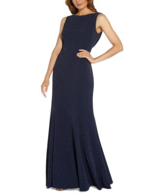 Adrianna Papell Glitter Cowl-Back Gown - Macy's