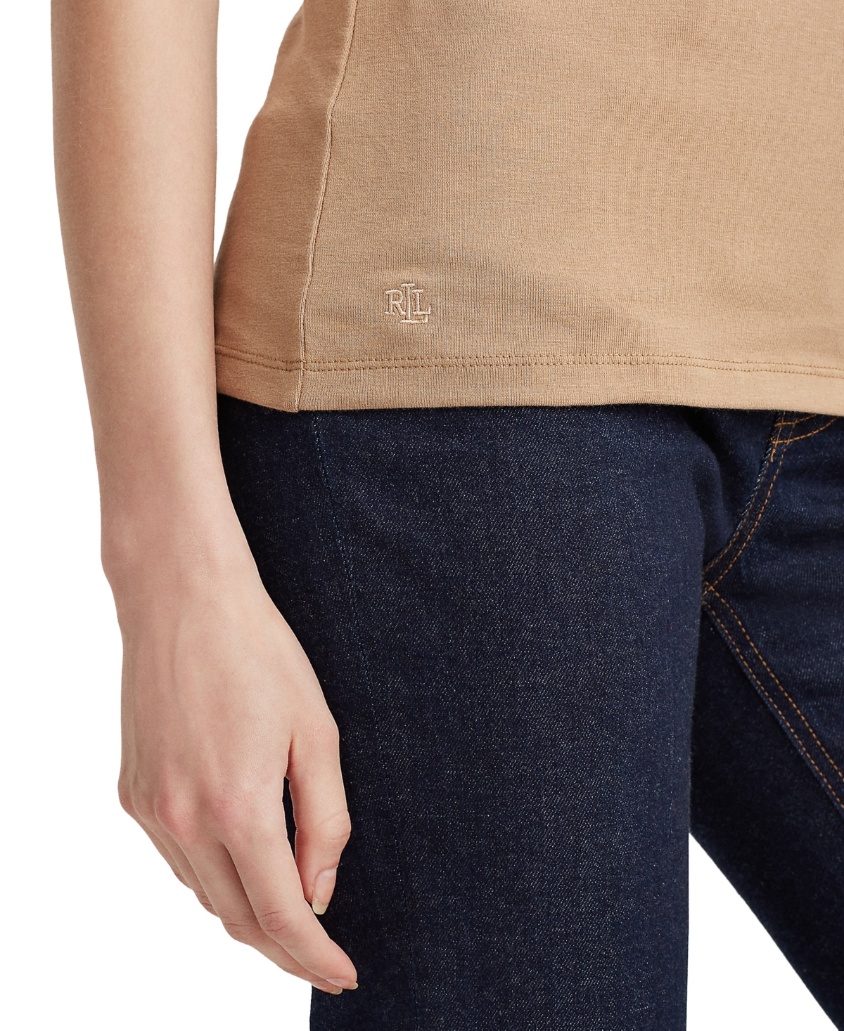 Ralph Lauren Stretch Knit T-shirt, Regular & Petite In Classic Camel