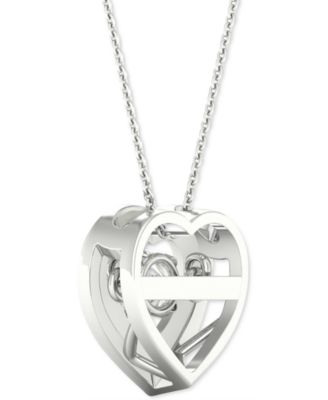 Diamond Heart Halo 18" Pendant Necklace (1/4 ct. t.w.) in 10k White Gold