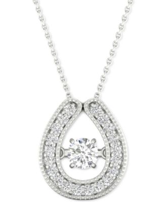 Twinkling Diamond Star - Diamond Horseshoe 18" Pendant Necklace (1/4 ct. t.w.) in 10k White Gold