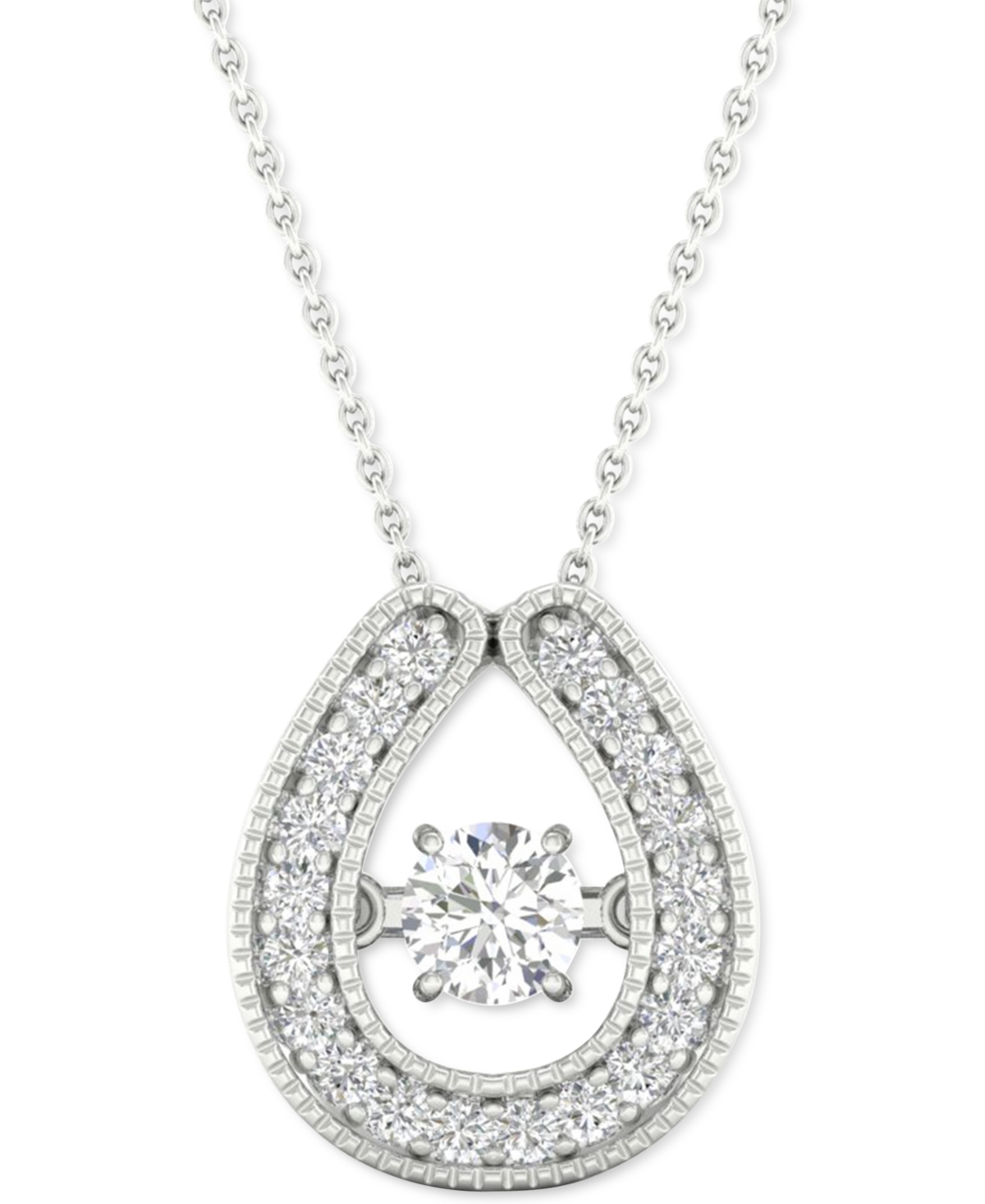 Diamond Horseshoe 18" Pendant Necklace (1/4 ct. t.w.) in 10k White Gold - White Gold