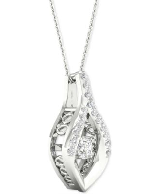 Diamond Wishbone 18" Pendant Necklace (1/4 ct. t.w.) in 10k White Gold