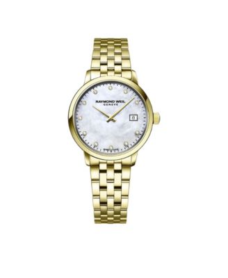 Raymond Weil Women's Swiss Toccata Diamond-Accent Gold-Tone Stainless Steel  Bracelet Watch 29mm - Macy's