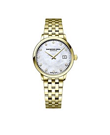 Women's Swiss Toccata Diamond-Accent Gold-Tone Stainless Steel Bracelet Watch 29mm