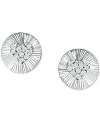 Cubic Zirconia Heart Disc Stud Earrings, Created for Macy's