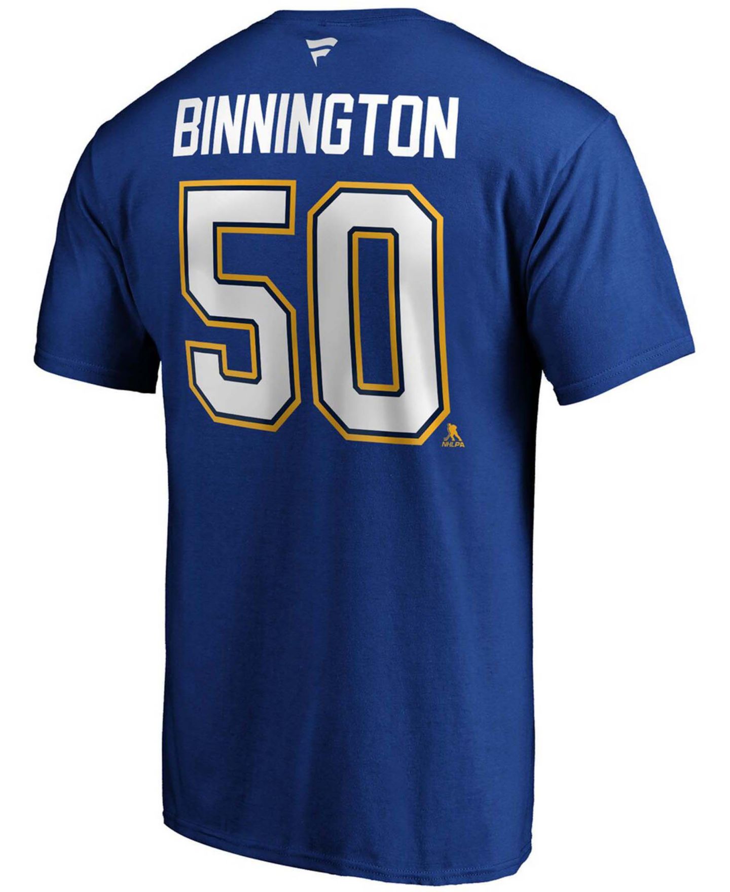 Мужская футболка Majestic Fanatics Branded Jordan Binnington Blue St. Louis Blues Team Authentic Stack Name & Number — фото 3