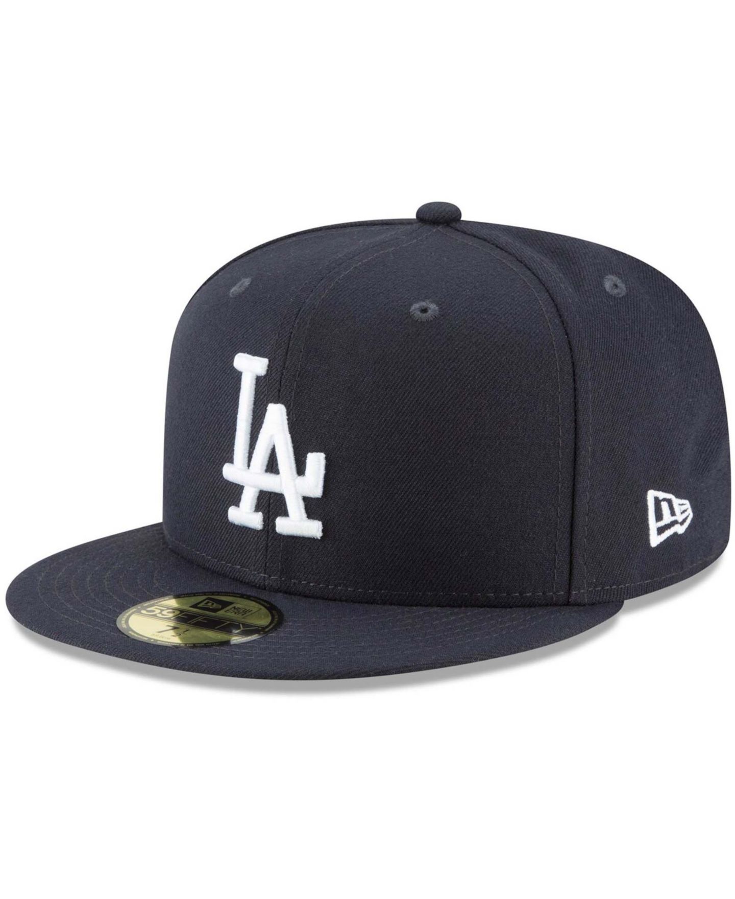 Мужская кепка New Era Navy Los Angeles Dodgers Logo White 59FIFTY Fitted Hat — фото 1