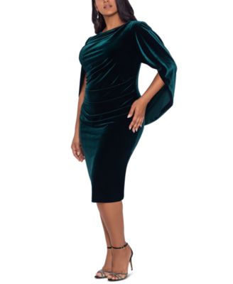 Betsy & Adam Plus Size Cape-Back Velvet Dress