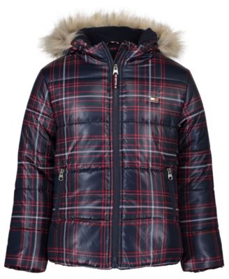 tommy hilfiger tartan plaid puffer jacket