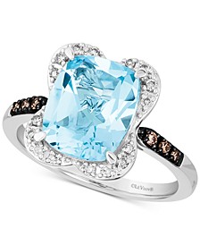 Blue Topaz (4-1/4 ct. t.w.) & Diamond (1/5 ct. t.w.) Ring in 14k White Gold