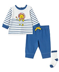 Baby Boys Lion T-shirt, Jogger and Socks Set, 3 Piece