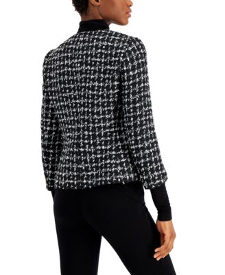 Anne Klein 3/4-Sleeve Tweed Jacket