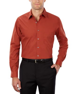Men's Regular Fit Point Collar Poplin Dress Shirt