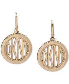 Gold-Tone Logo Circle Drop Earrings