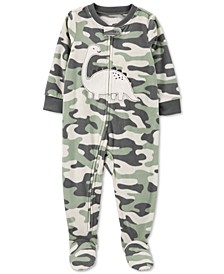 Baby Boys Camo-Print Dinosaur Fleece Pajamas