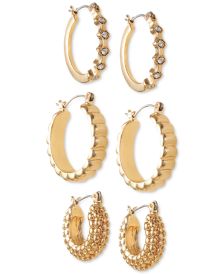 3-Pc. Set Crystal Chunky Hoop Earrings