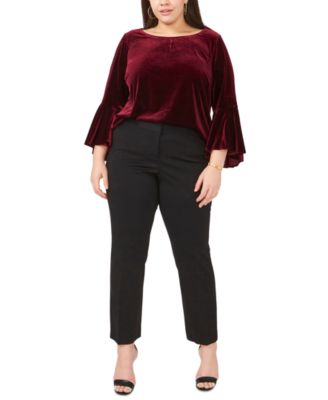 MSK - Plus Size Velvet Bell-Sleeve Top