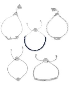 Silver-Tone 5-Pc. Set Crystal & Bead Star & Moon Slider Bracelets