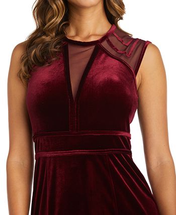 Nightway Illusion Trim Velvet Gown Macy s