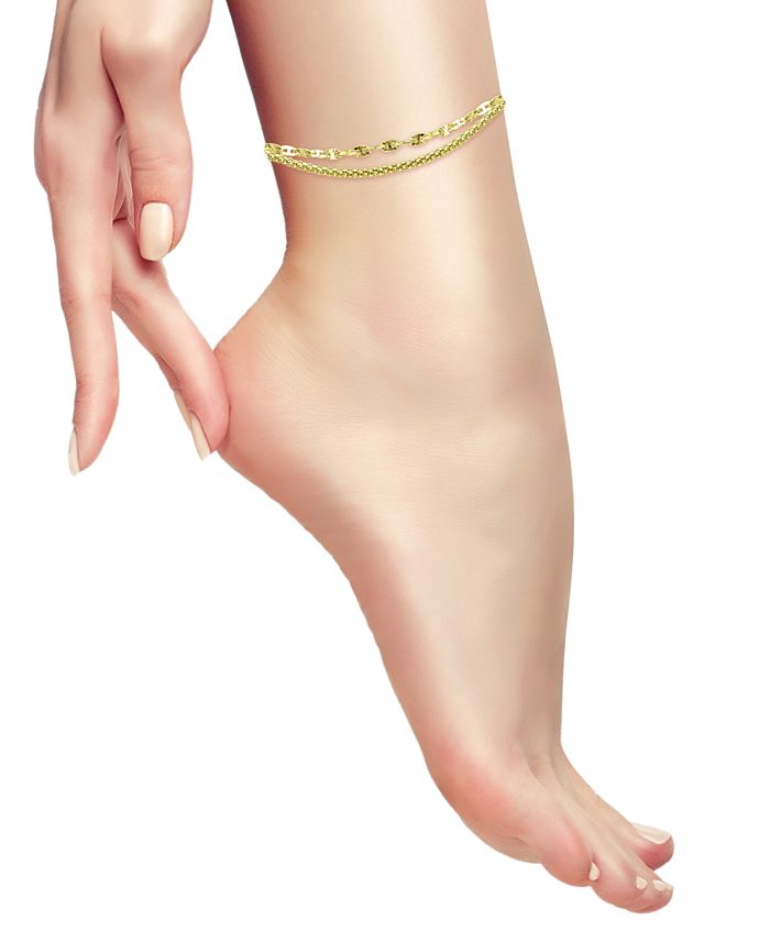 Giani Bernini Double Chain Ankle Bracelet, Created for Macy's Macy's