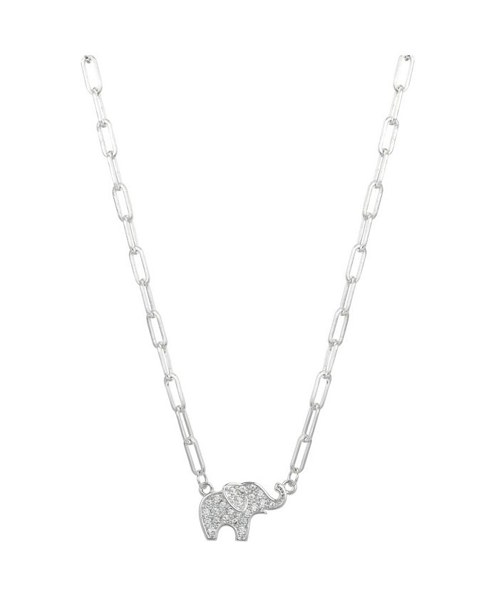 Unwritten Silver Plated Crystal Elephant Pendant Necklace 16 2