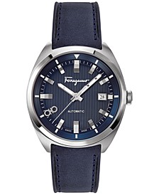 Men's Swiss Automatic Ferragamo Evolution Blue Leather Strap Watch 40mm