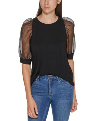 Calvin Klein - Sheer-Sleeve Top