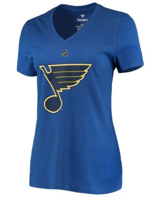 Women's Jordan Binnington Blue St. Louis Blues Team Authentic Stack Name and Number V-Neck T-shirt