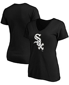 Women's Black Chicago White Sox Core Official Logo V-Neck T-shirt