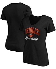 Women's Black Baltimore Orioles Victory Script V-Neck T-shirt