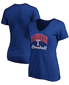 Women's Royal Texas Rangers Victory Script V-Neck T-shirt