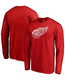 Men's Red Detroit Red Wings Primary Team Logo Long Sleeve T-shirt