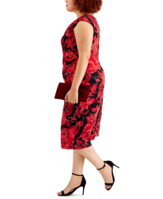 Plus Size Floral-Print Cowlneck Midi Dress