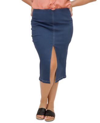 plus size pull on denim skirt